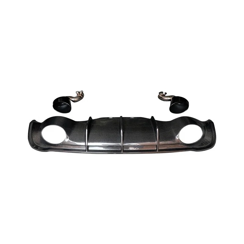 RS Style Carbon Fiber Rear Diffuser for XEL New Bumper Lip Splitter Body Kits with Exhaust Cut-Outs